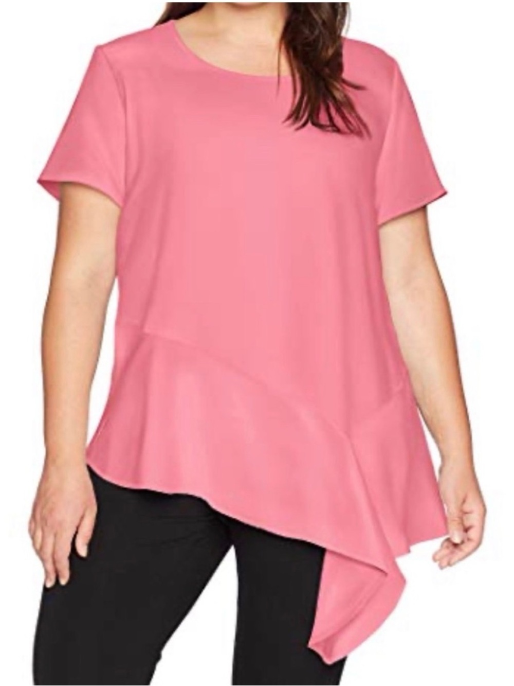 Rebel Wilson X Angel Pink Asymmetric Hem Short Sleeve Top